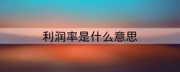 利润率是什么意思-1